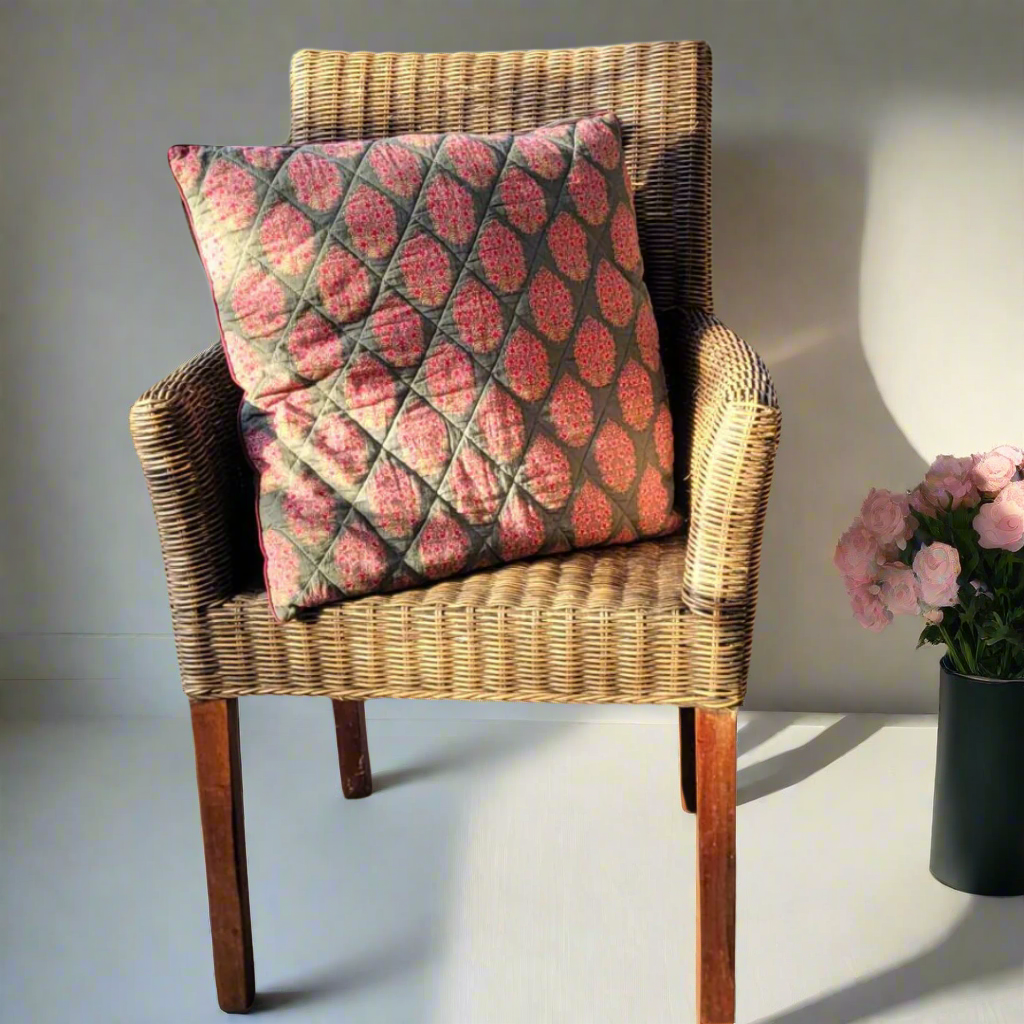 Sunset Bloom - Floral Print Cushion Cover on Quilted Cotton