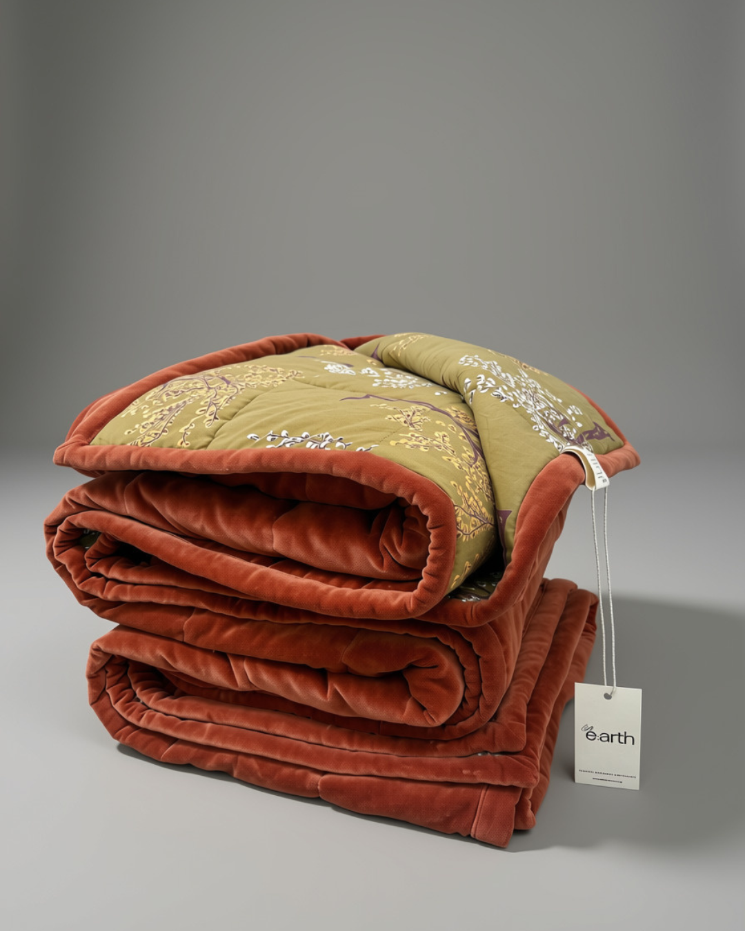 Terracotta Ode King | Cotton Velvet Reversible Quilt
