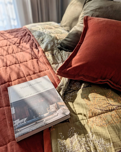 Terracotta Ode Luxe Queen | Cotton Velvet Reversible Quilt