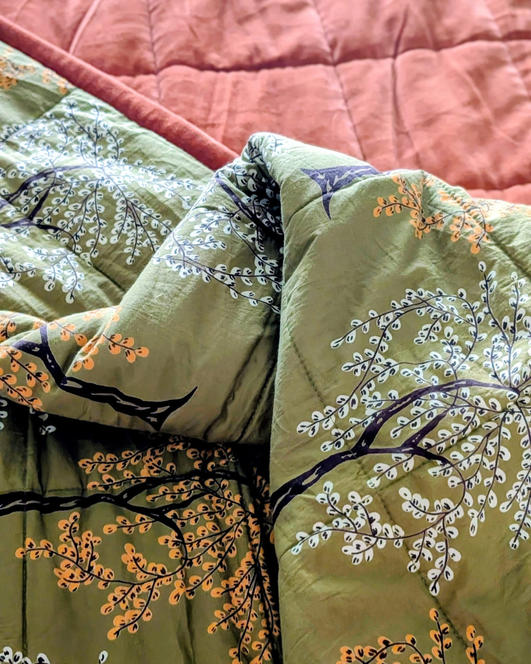 Terracotta Ode King | Cotton Velvet Reversible Quilt