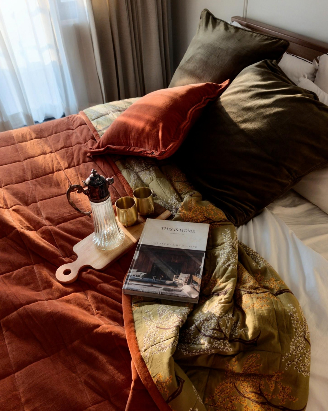 Terracotta Ode King | Cotton Velvet Reversible Quilt