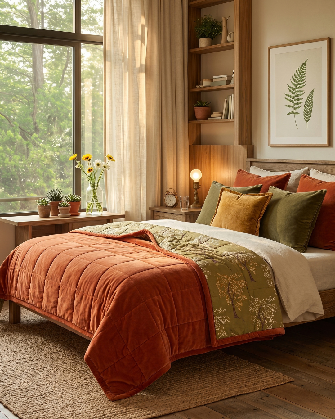 Terracotta Ode King | Cotton Velvet Reversible Quilt
