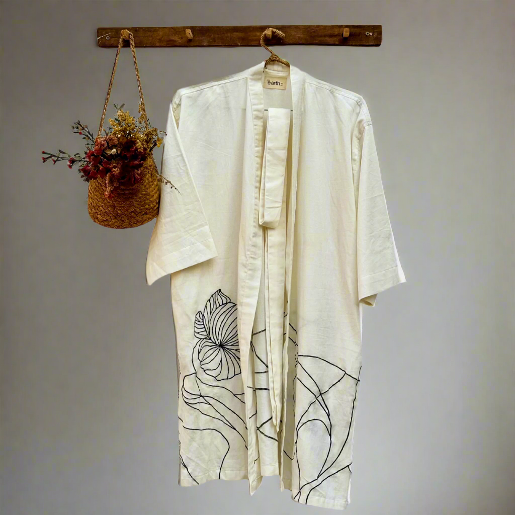 Organic Cotton Kimono - Wildflower White Opal