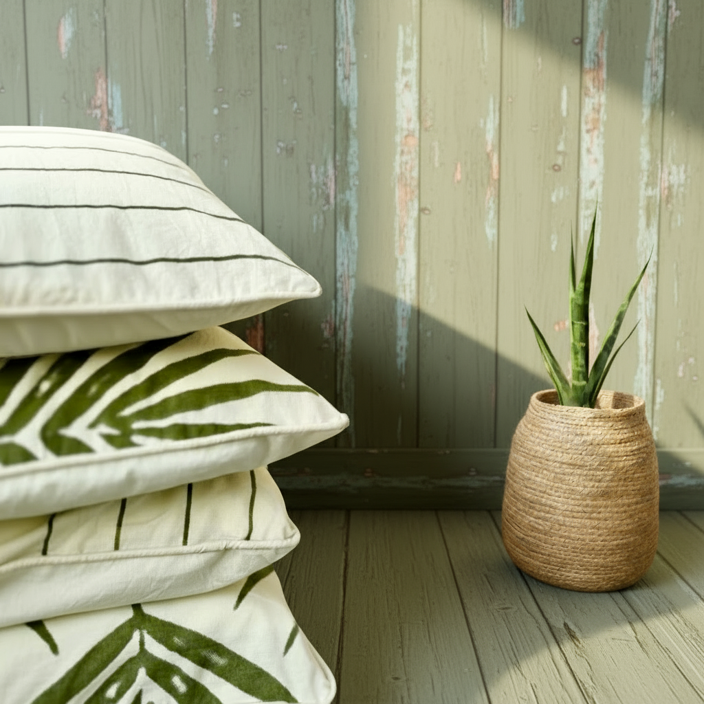 Organic Cotton Cushion Covers - Eucalyptus Bangalow Palms