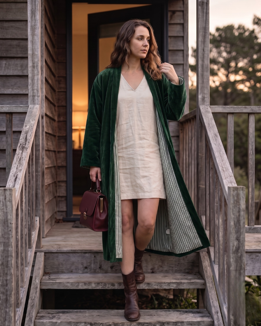 Eucalypt Mallee Boutique | Velvet Kimono Coat Reverse Cotton