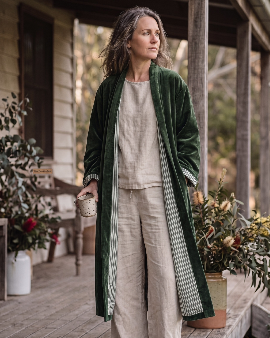 Eucalypt Mallee Boutique | Velvet Kimono Coat Reverse Cotton
