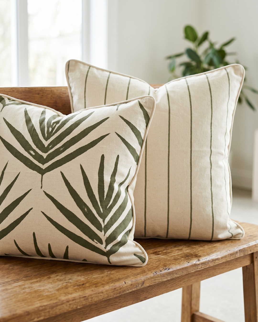 Organic Cotton Cushion Covers - Eucalyptus Stripes