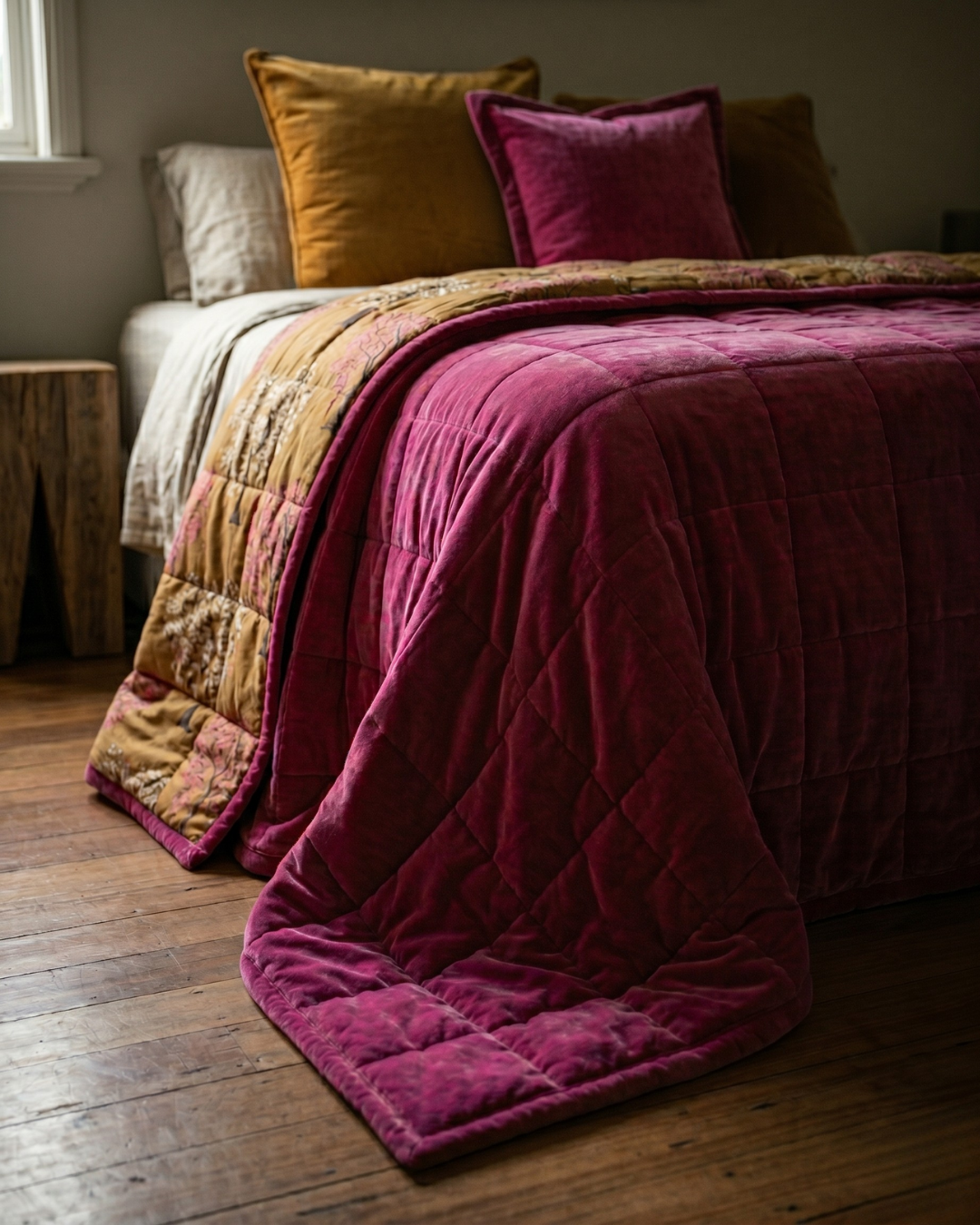 Berry Ode LUXE QUEEN - Cotton Velvet Reverse Print