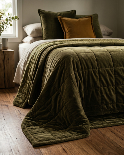 Moss Creek LUXE QUEEN - Cotton Velvet Reverse Dabu Print