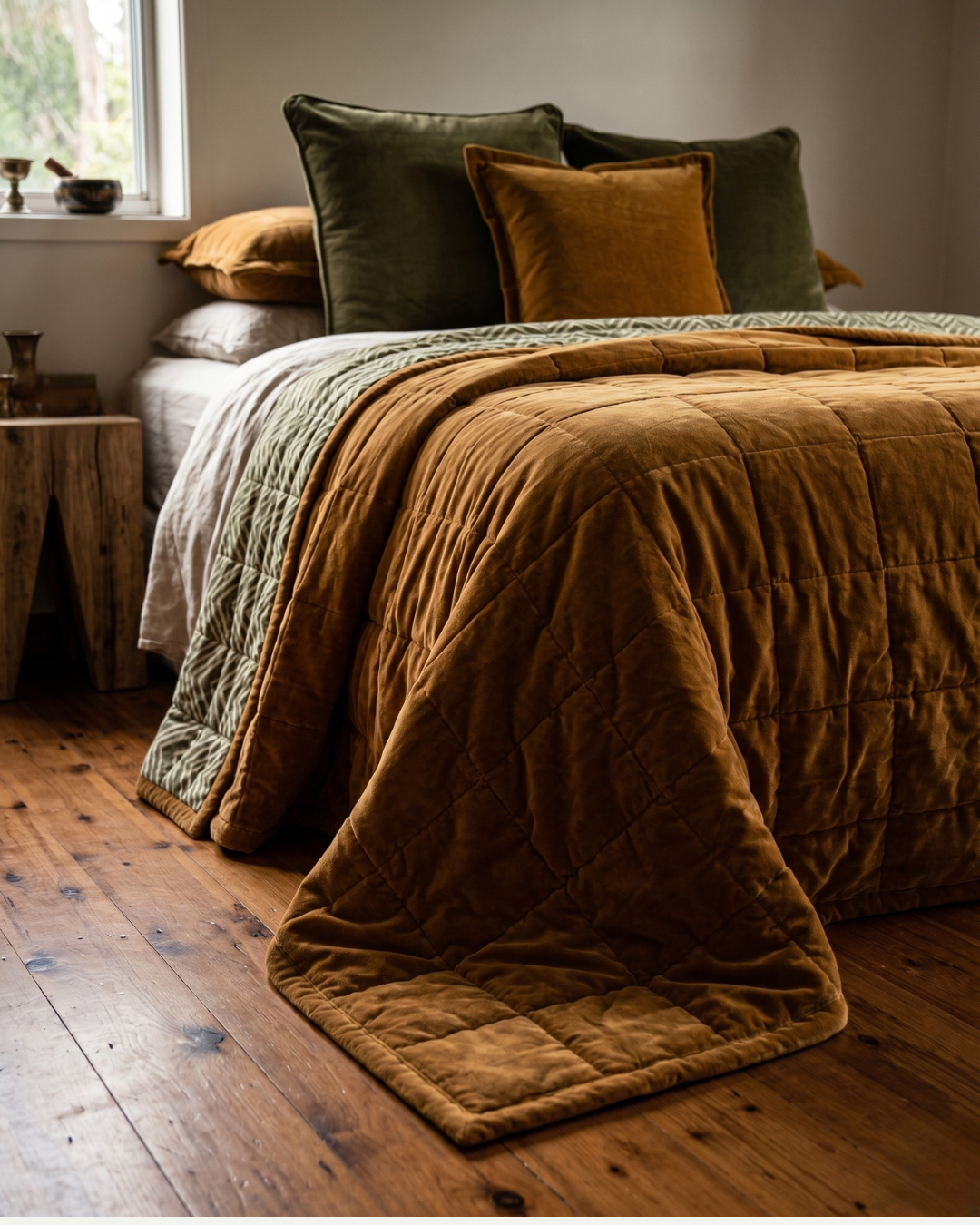 Ochre Creek LUXE QUEEN - Cotton Velvet Reverse Dabu Print