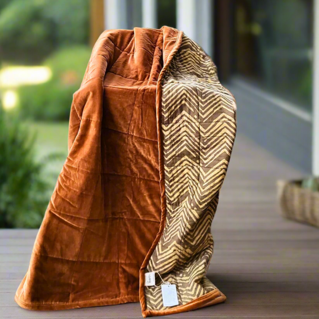 Cotton Velvet Reverse Dabu Print - Ochre Creek