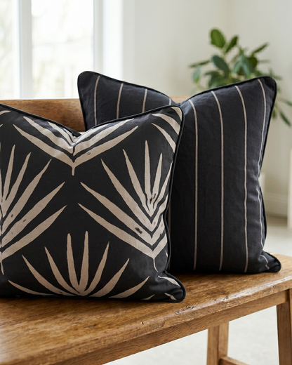 Small Organic Cotton Cushion Covers - Slate Stripes