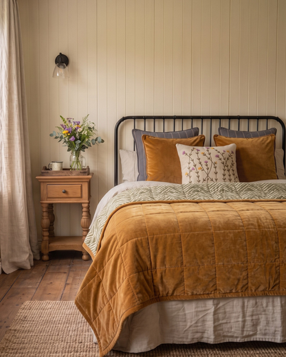 Ochre Creek King | Cotton Velvet Reversible Quilt